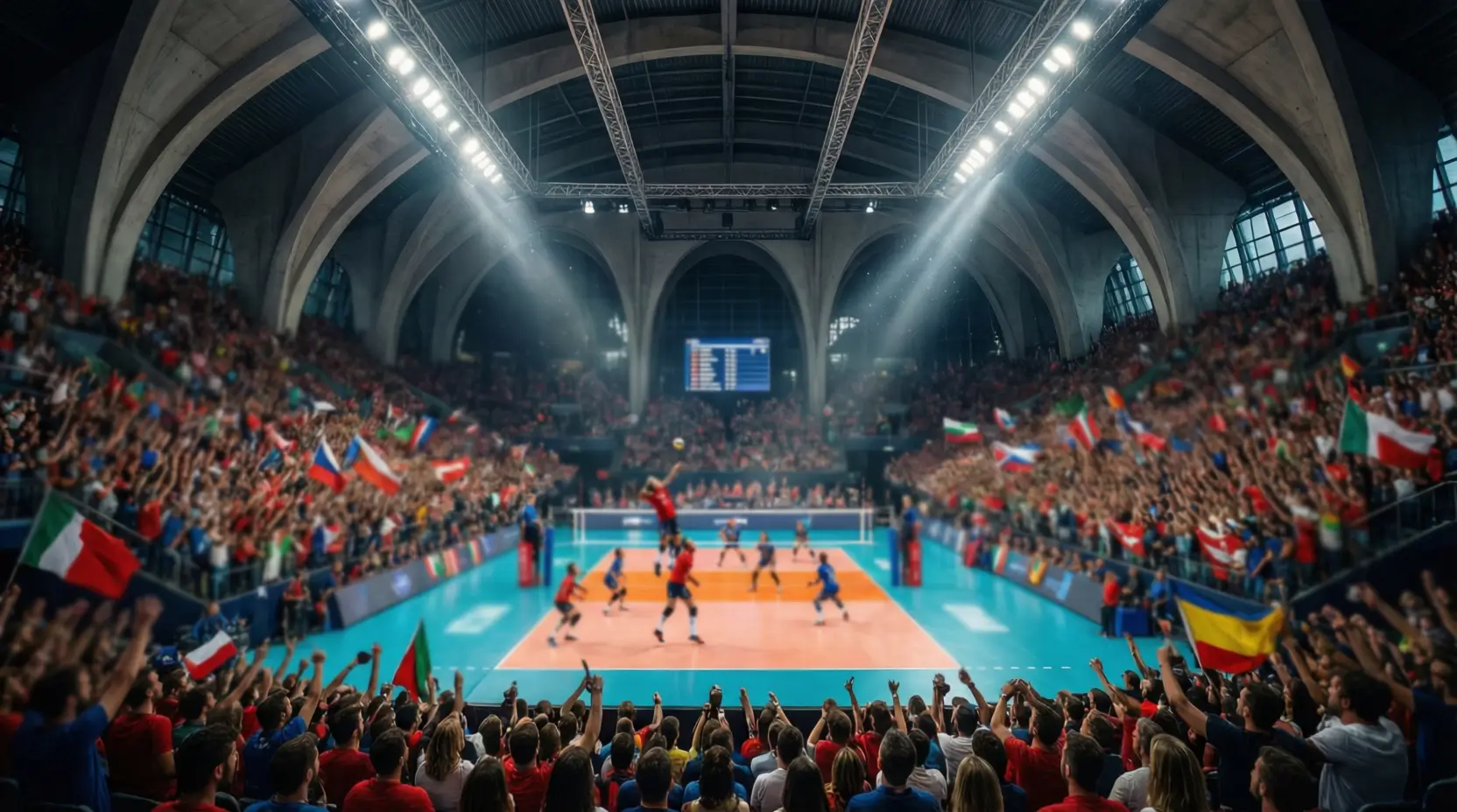 Palazzetto dello sport durante una finale di campionato di pallavolo