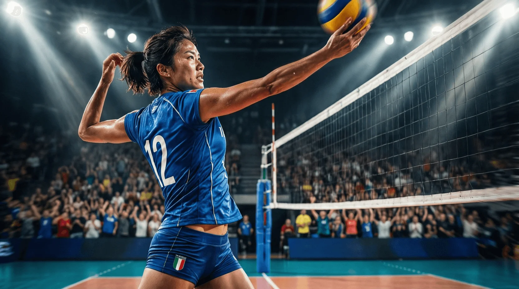 Giocatrici di pallavolo in azione durante una partita intensa