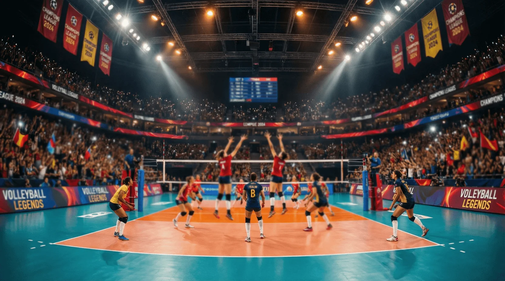 Arena di pallavolo piena durante una serata di Champions League