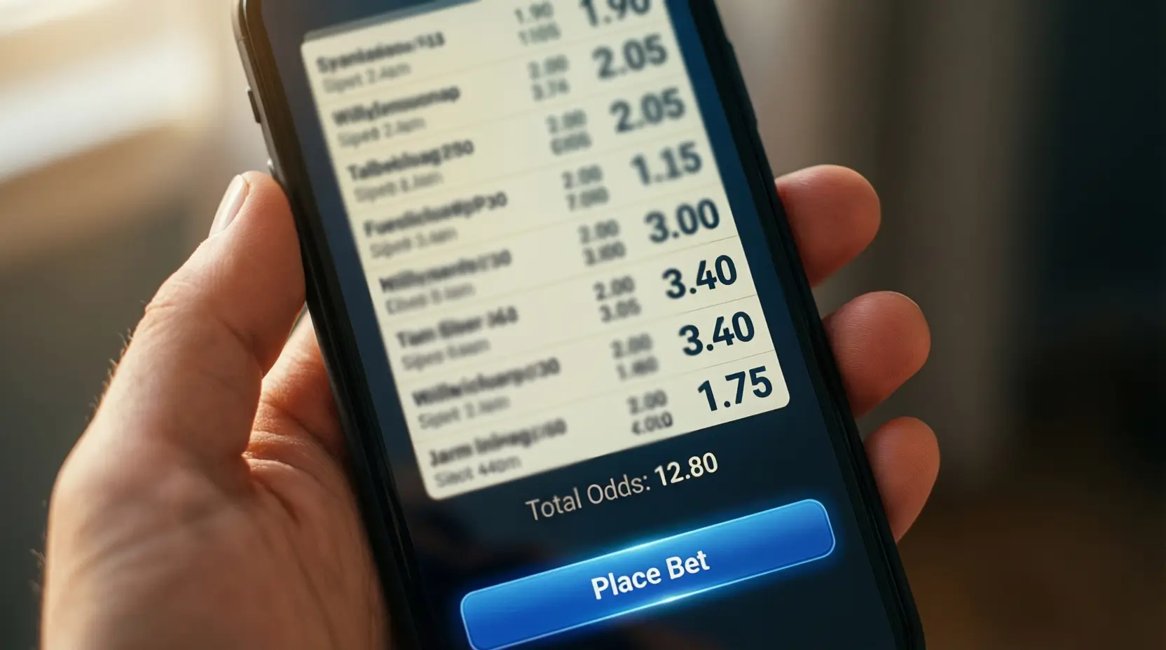 Schermata di scommessa multipla su dispositivo mobile