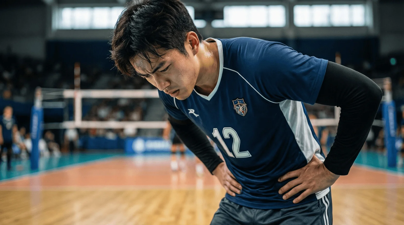 Giocatore di pallavolo frustrato dopo un errore durante la partita