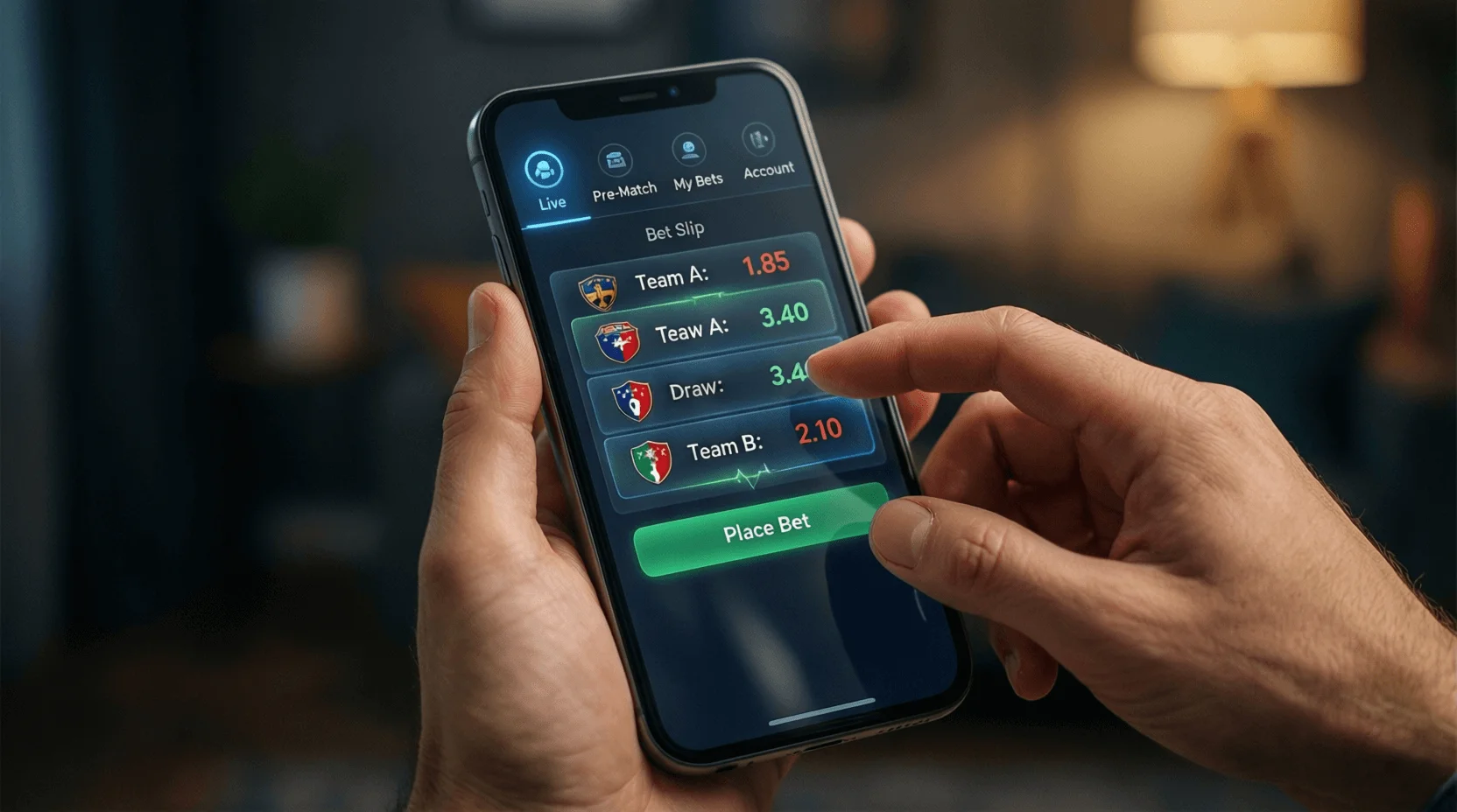Diverse app di scommesse su smartphone con interfacce moderne